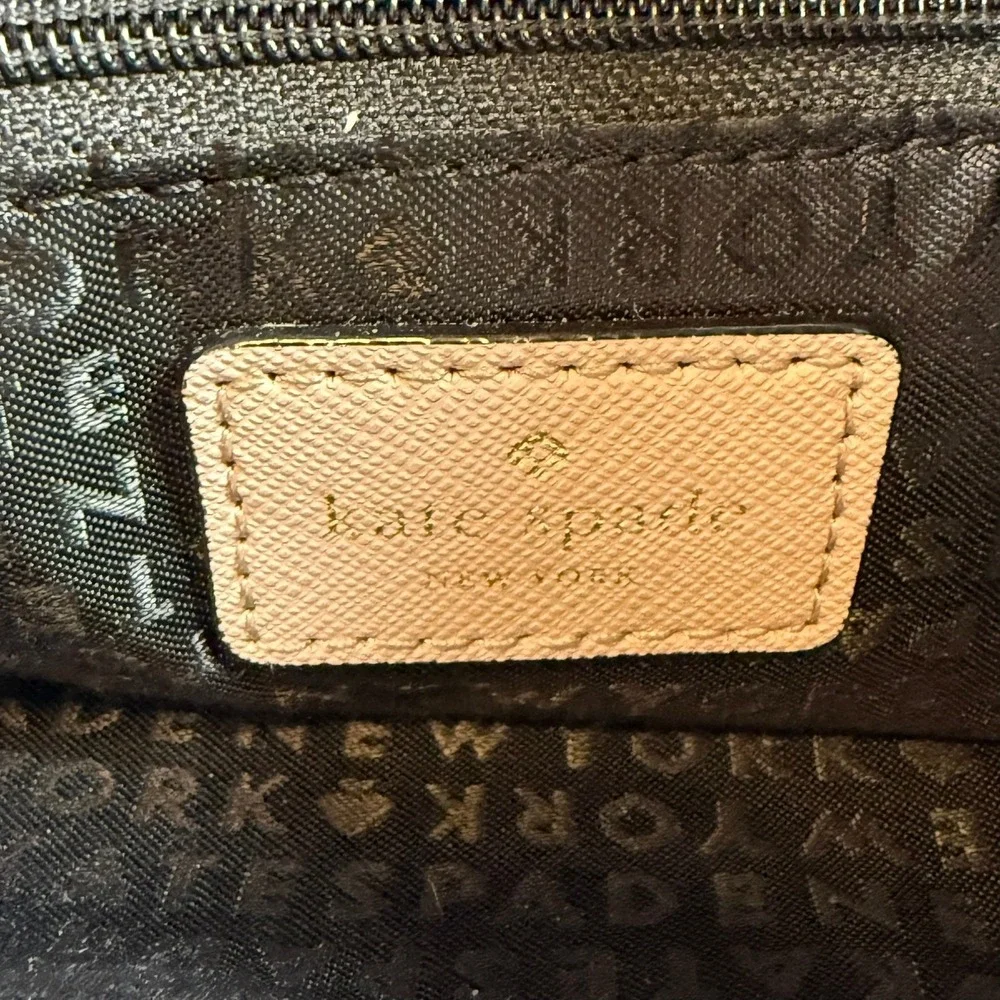 Kate Spade New York Laurel Way Evangelie Satchel Bag Taupe Black Leather